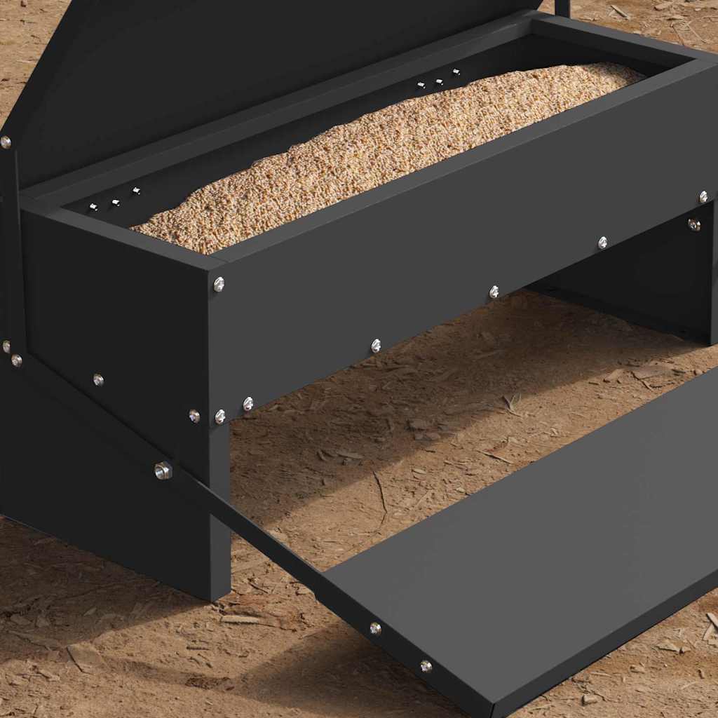 vidaXL Karmnik na pedały dla kur Czarny 48,5 x 39,5 x 19 cm