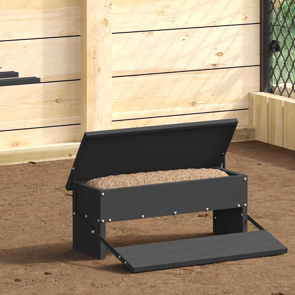 vidaXL Karmnik na pedały dla kur Czarny 48,5 x 39,5 x 19 cm