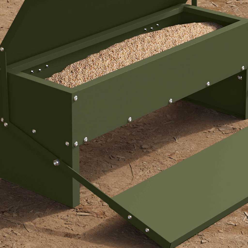 vidaXL Karmnik na pedały dla kur Zielony oliwkowy 48,5 x 39,5 x 19 cm