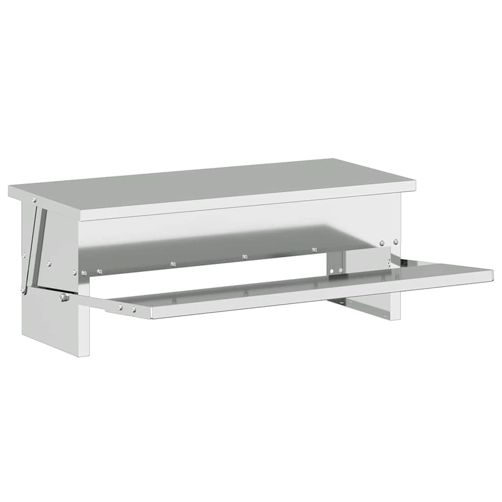 vidaXL Karmnik na pedały dla kur Srebrny 48,5 x 39,5 x 19 cm