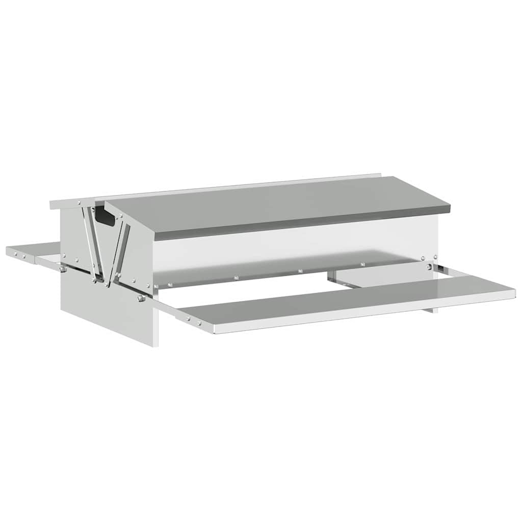 vidaXL Karmnik na pedały dla kur Srebrny 75 x 53 x 20,5 cm