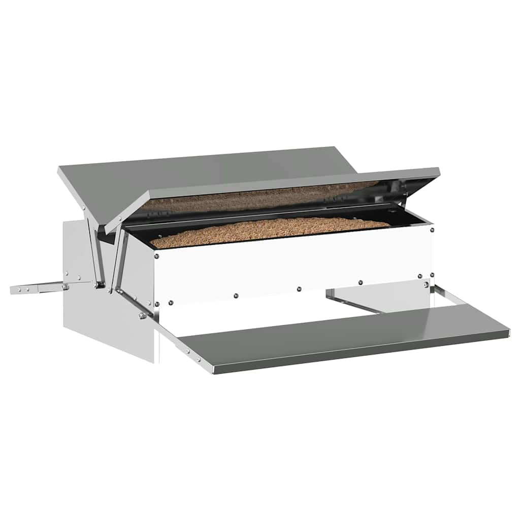 vidaXL Karmnik na pedały dla kur Srebrny 75 x 53 x 20,5 cm