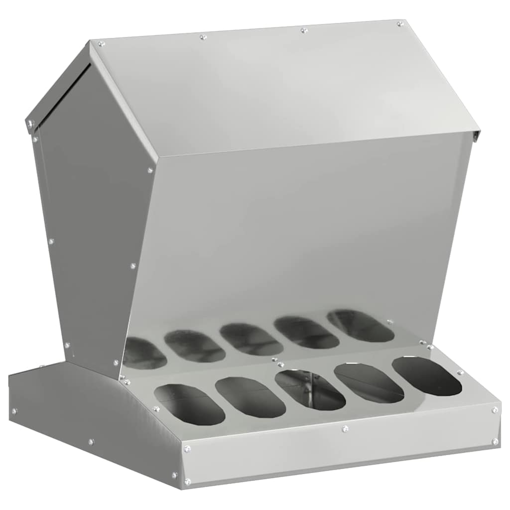 vidaXL Karmnik dla kur Srebrny 40 x 40 x 45 cm Stal Galwanizowana