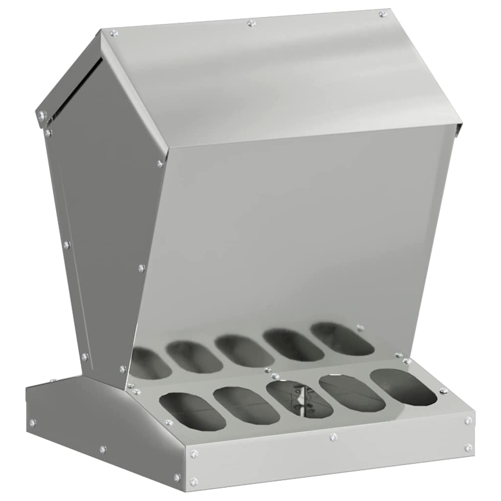 vidaXL Karmnik dla kur Srebrny 30 x 30 x 39 cm Stal Galwanizowana