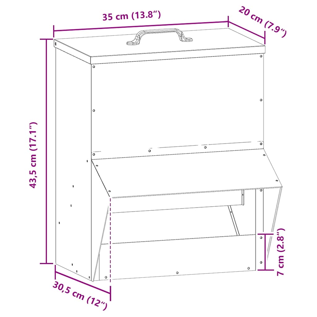 vidaXL Karmnik dla kur Zielony oliwkowy 20 x 25 x 35 cm