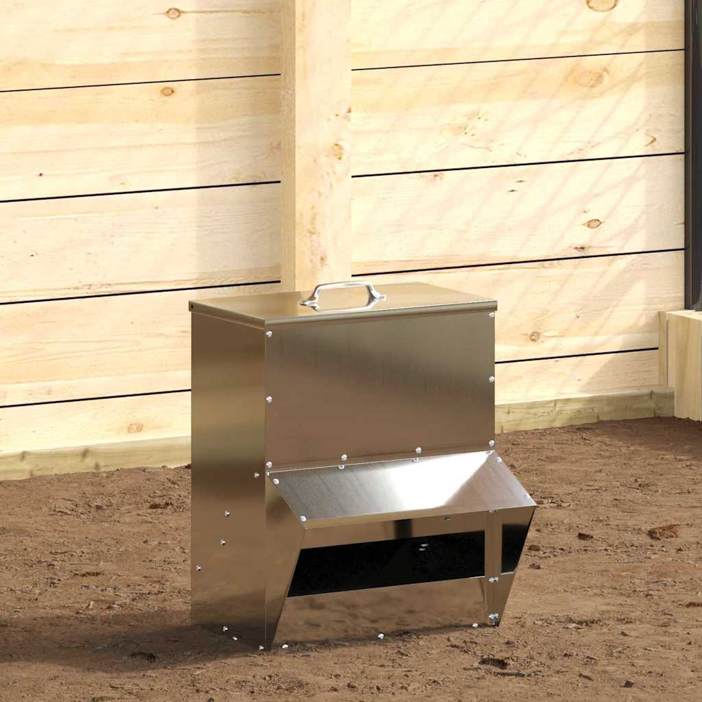 vidaXL Karmnik dla kur Srebrny 20 x 25 x 35 cm Stal Galwanizowana