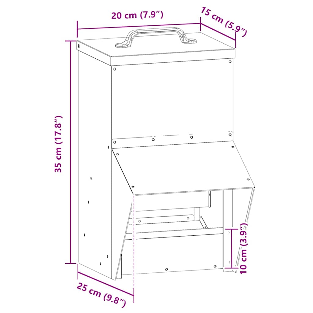 vidaXL Karmnik dla kur Zielony oliwkowy 20 x 25 x 35 cm