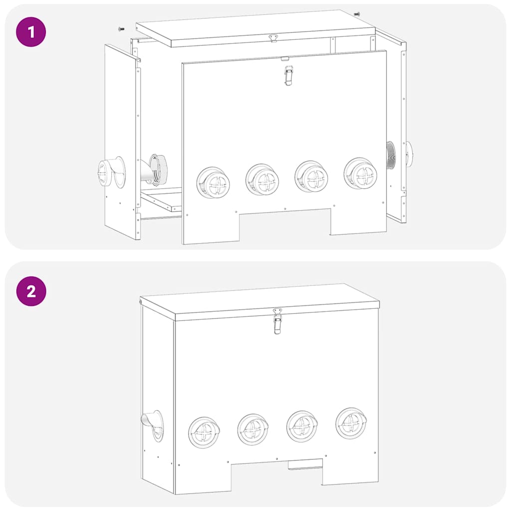 vidaXL Karmnik dla kur 2 pcs Czarny 60,5 x 29 x 51 cm