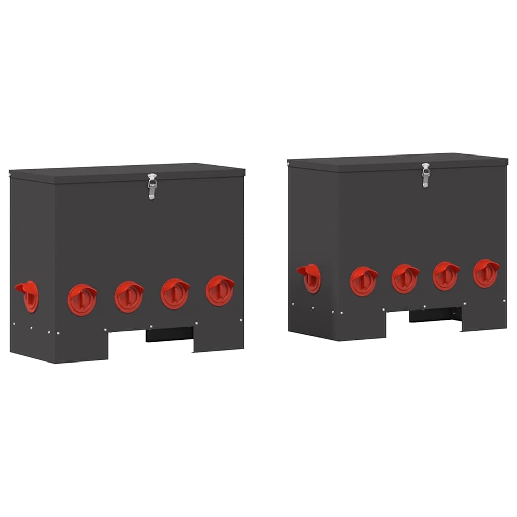vidaXL Karmnik dla kur 2 pcs Czarny 60,5 x 29 x 51 cm