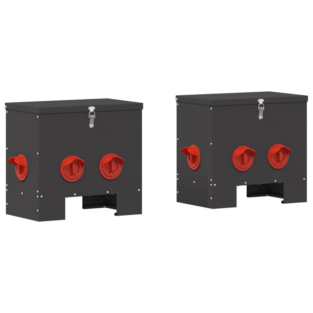 vidaXL Karmnik dla kur 2 pcs Czarny 40,5 x 25 x 38 cm
