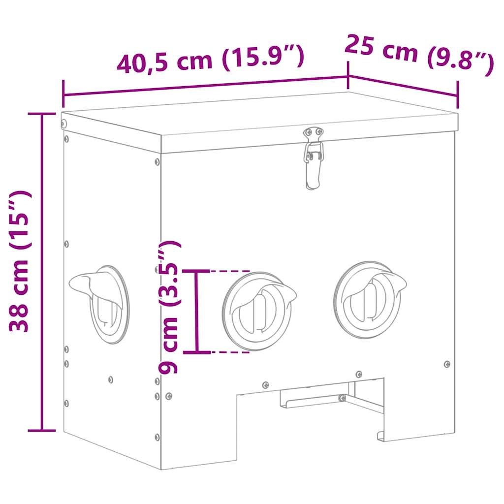 vidaXL Karmnik dla kur 2 pcs Czarny 40,5 x 25 x 38 cm