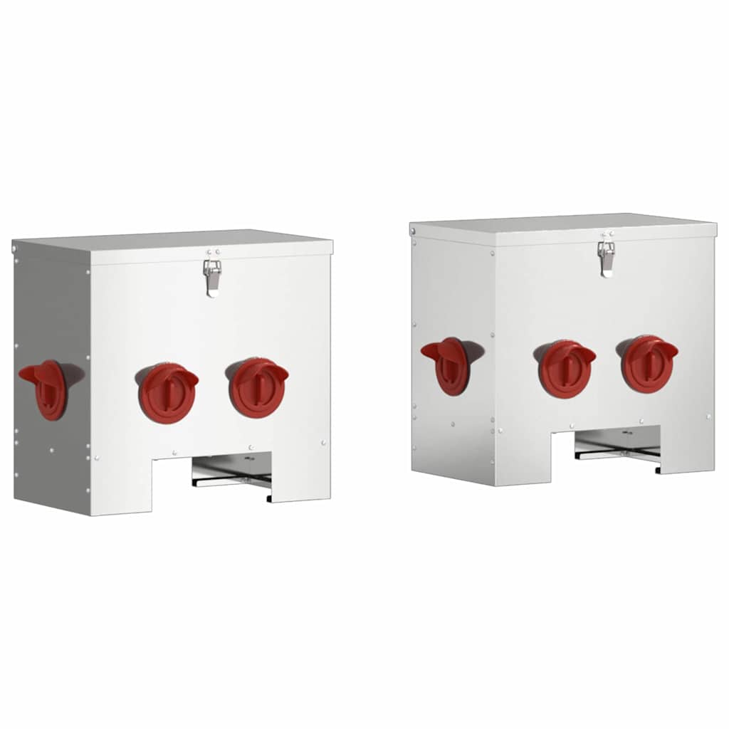 vidaXL Karmnik dla kur 2 srebrny 40,5 x 25 x 38 cm 20 kg