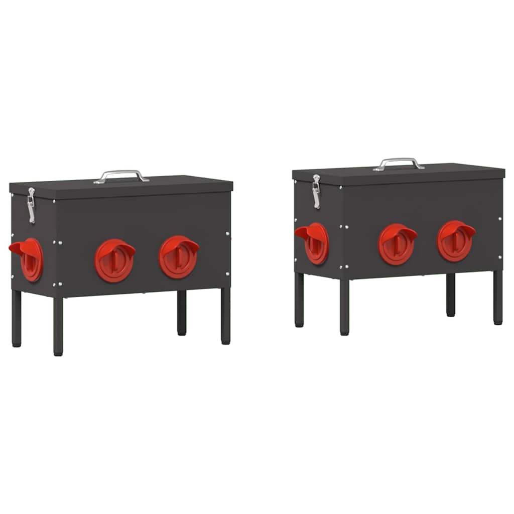 vidaXL Karmnik dla kur 2 pcs Czarny 41,5 x 20,5 x 33 cm
