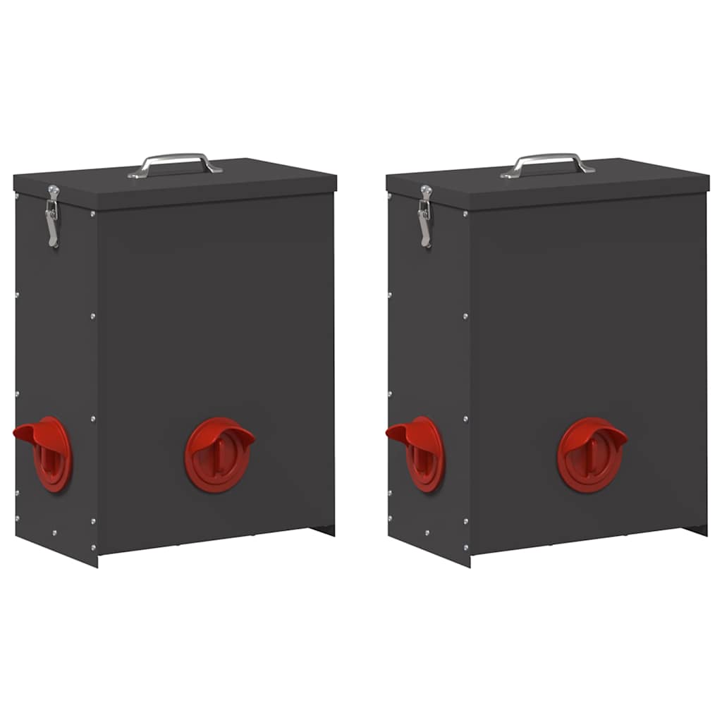 vidaXL Karmnik dla kur 2 pcs Czarny 32,5 x 20,5 x 43 cm