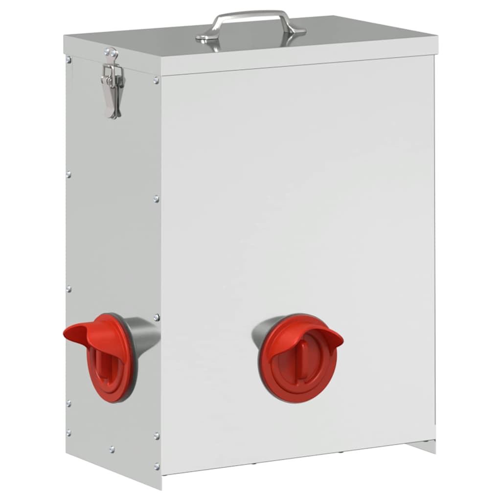 vidaXL Karmnik dla kur 2 srebrny 32,5 x 20,5 x 43 cm 25 kg