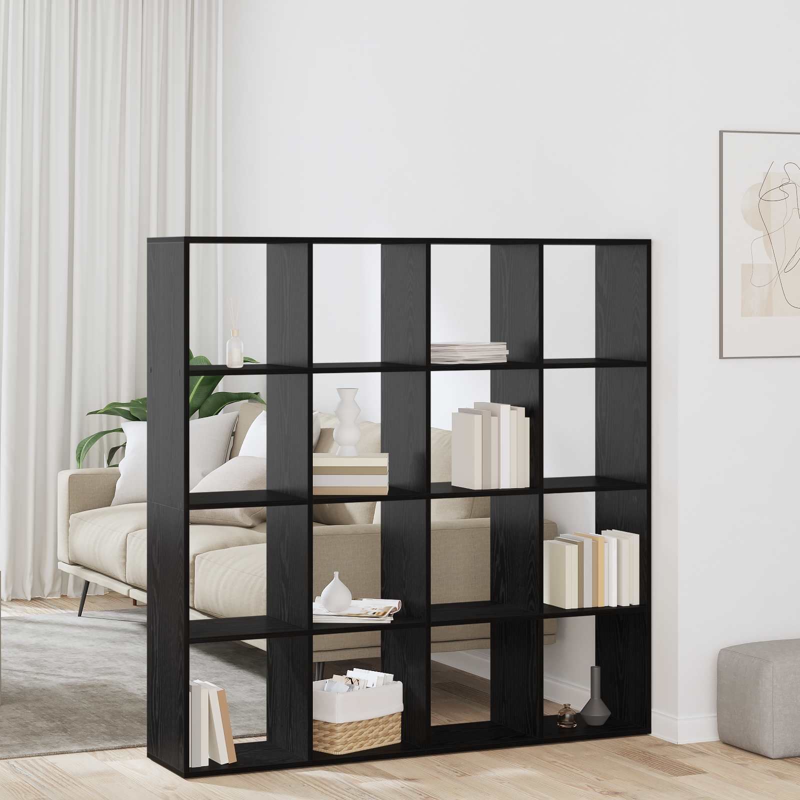 vidaXL Szafka na książki Czarny Dąb 137,5 x 29 x 137,5 cm