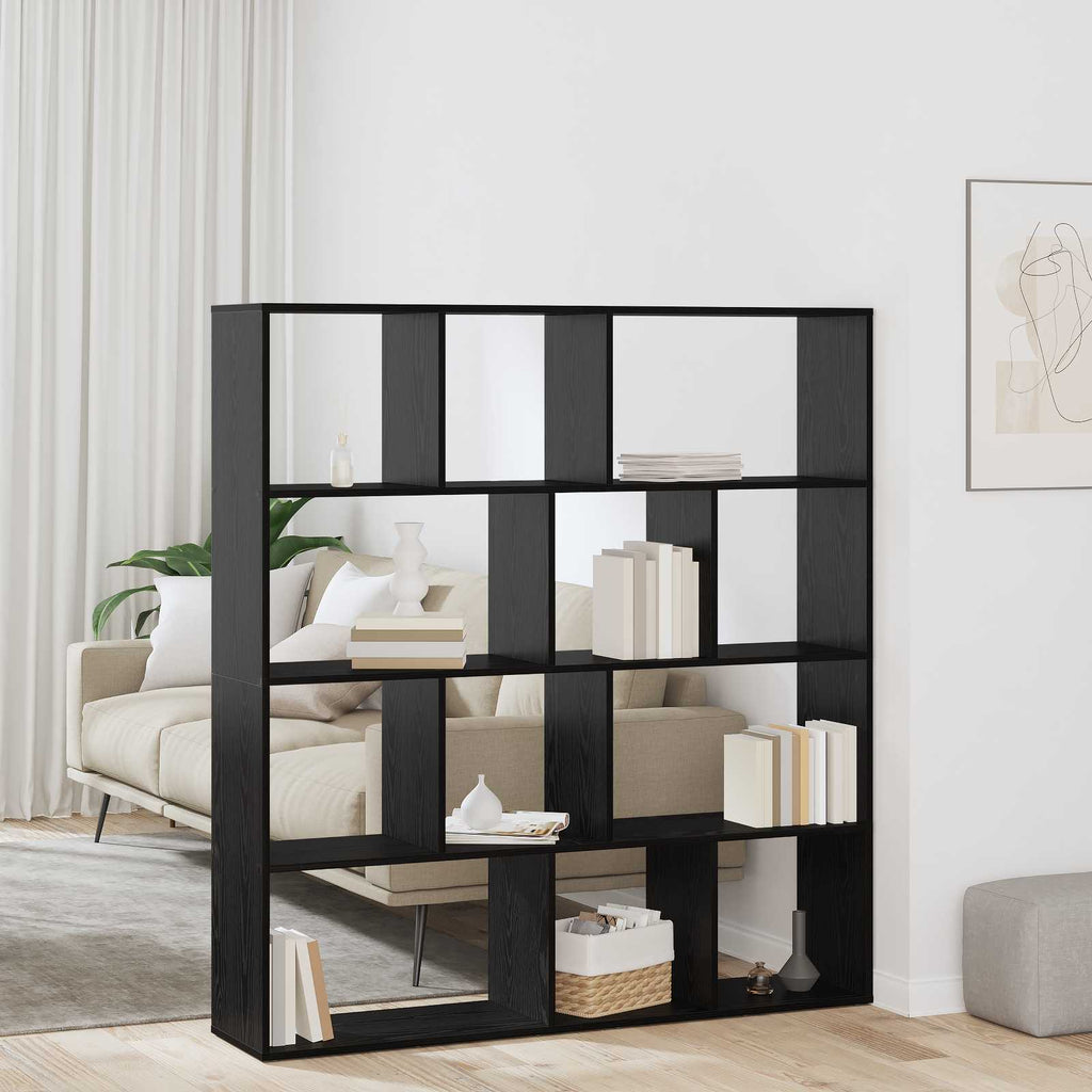 vidaXL Szafka na książki Czarny Dąb 132 x 29 x 141,5 cm