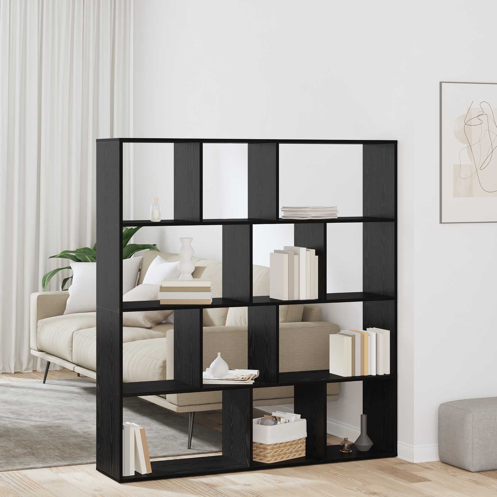 vidaXL Szafka na książki Czarny Dąb 132 x 29 x 141,5 cm