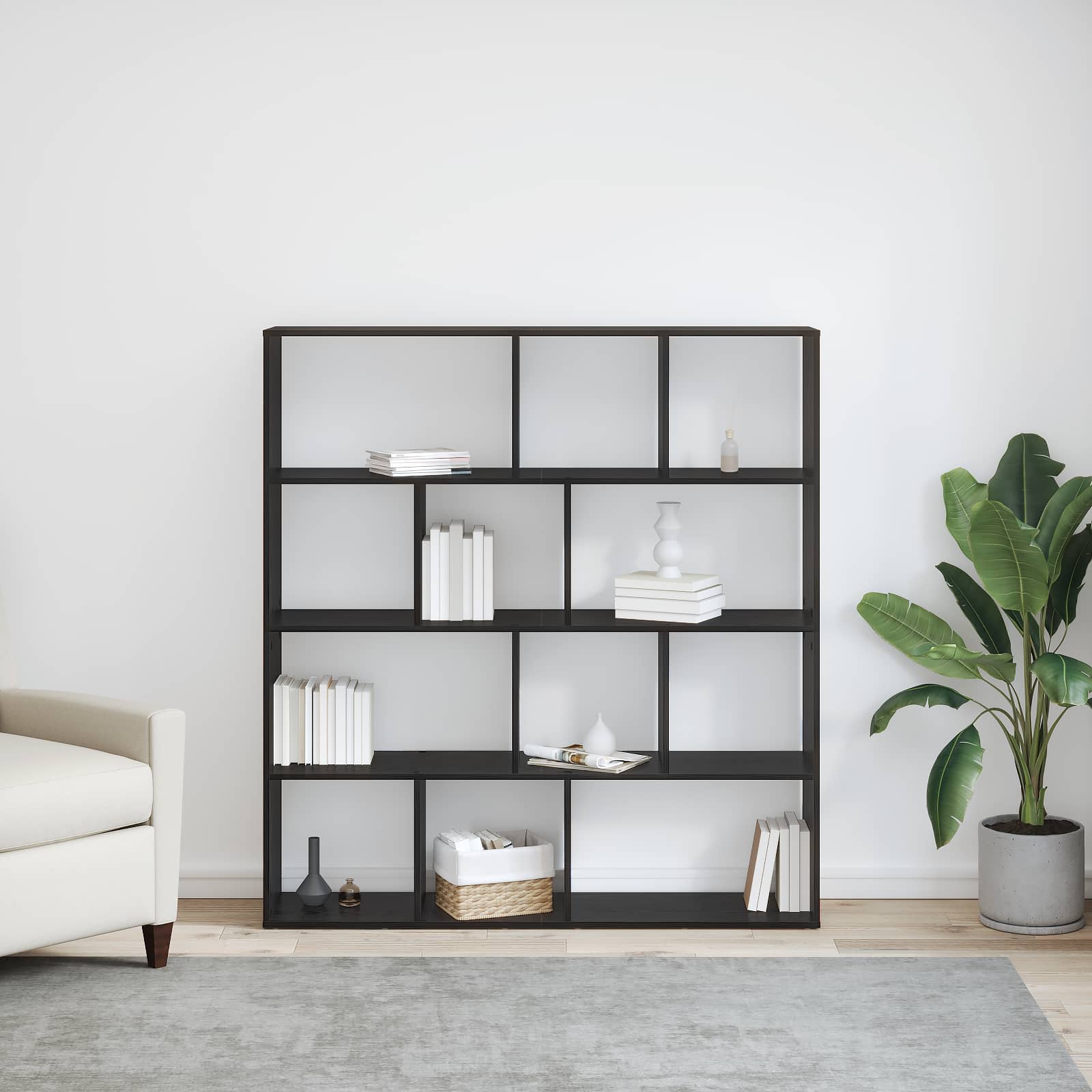 vidaXL Szafka na książki Czarny Dąb 132 x 29 x 141,5 cm