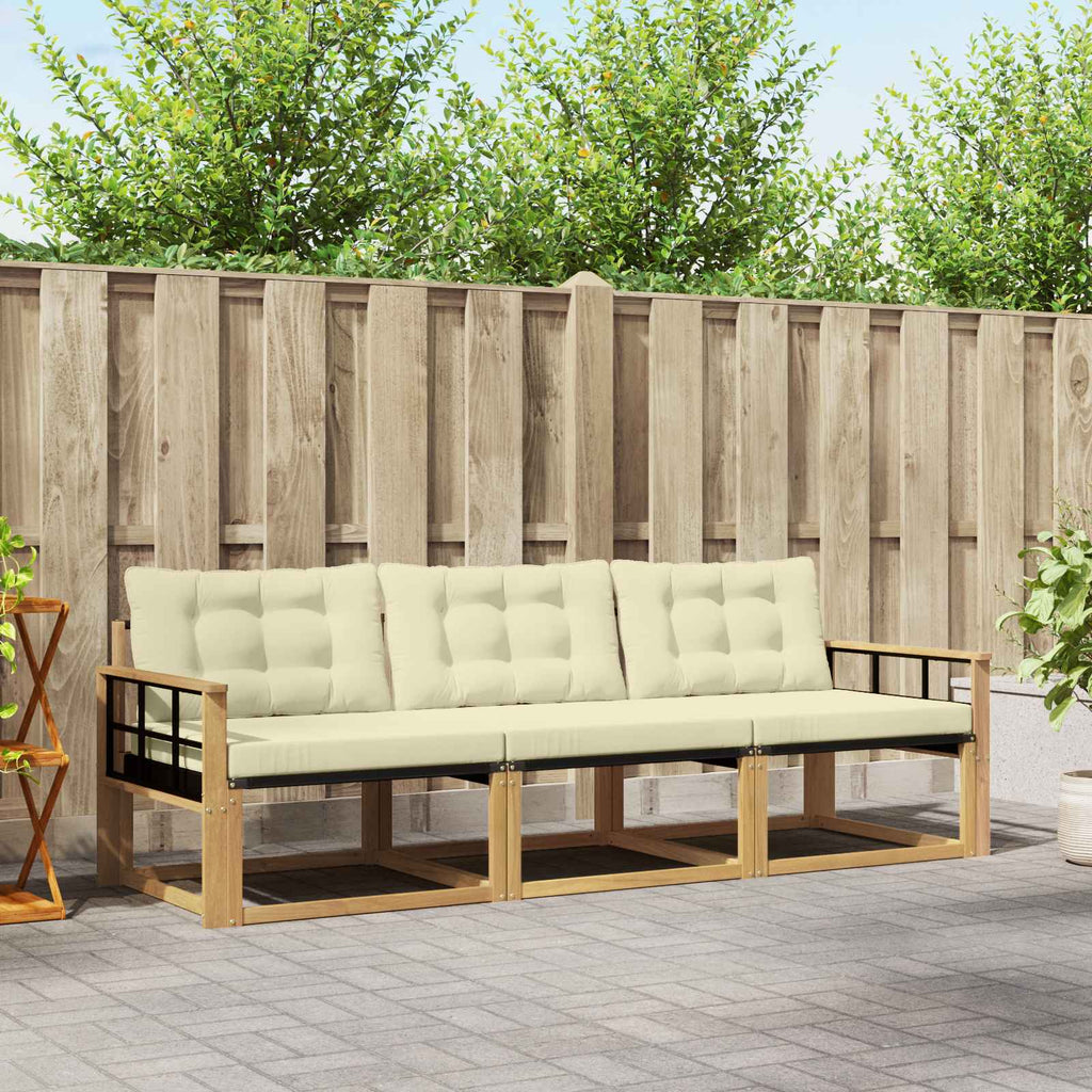 vidaXL Zestaw sof na zewnątrz z poduszką 3 pcs Biały i kremowy