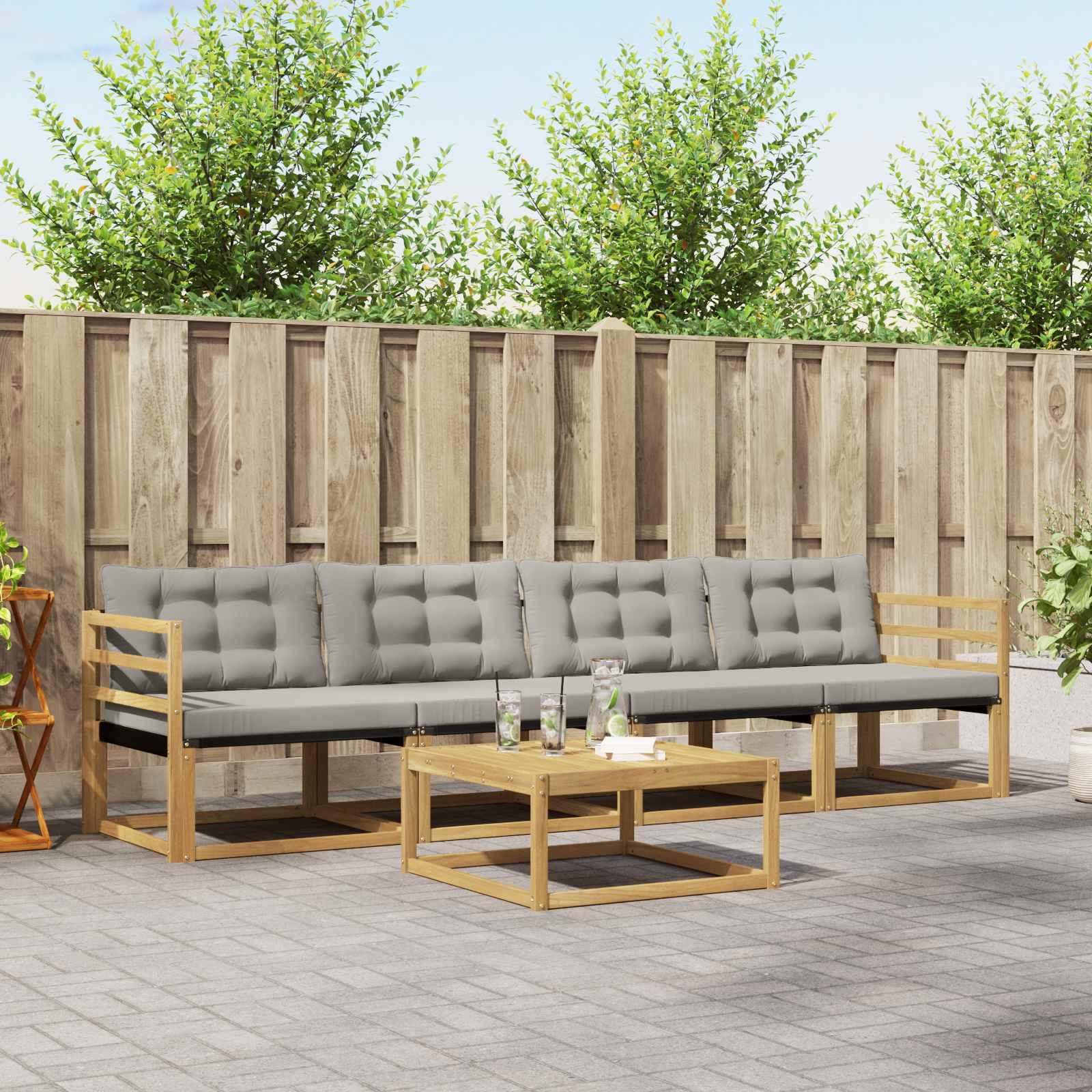 vidaXL Zestaw sof na zewnątrz 5 pcs Biały i jasnoszary 79 x 79 x 37 cm