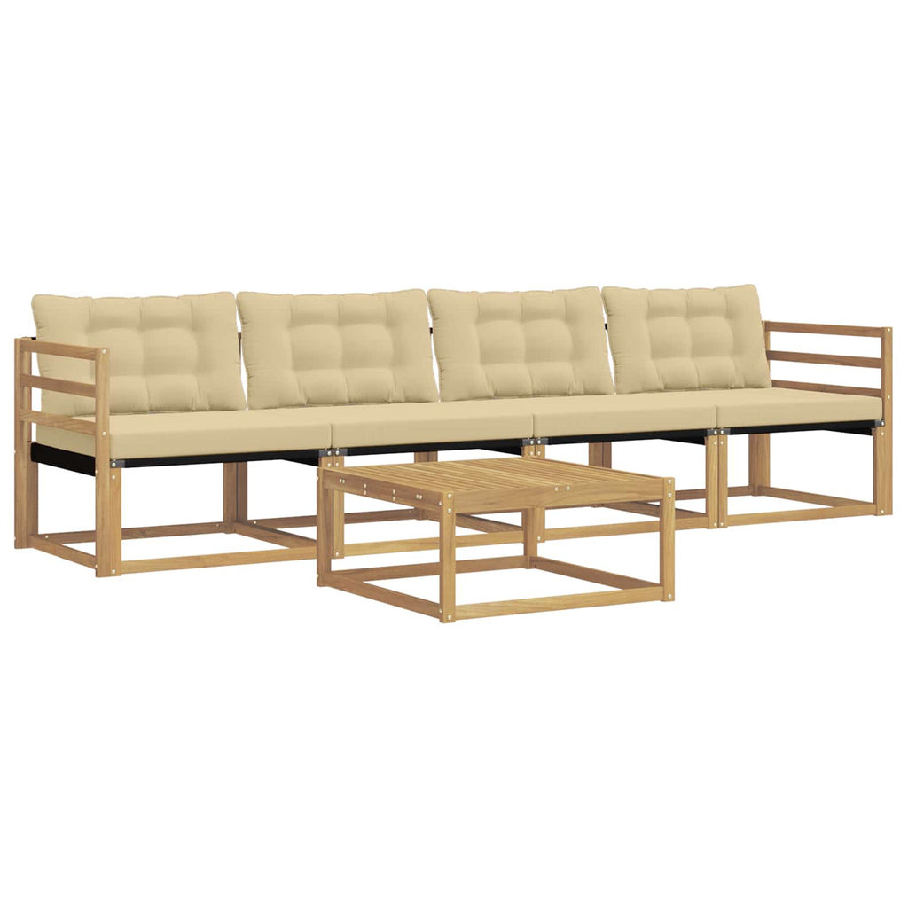 vidaXL Zestaw sof na zewnątrz 5 pcs Biały i Beżowy 79 x 79 x 37 cm