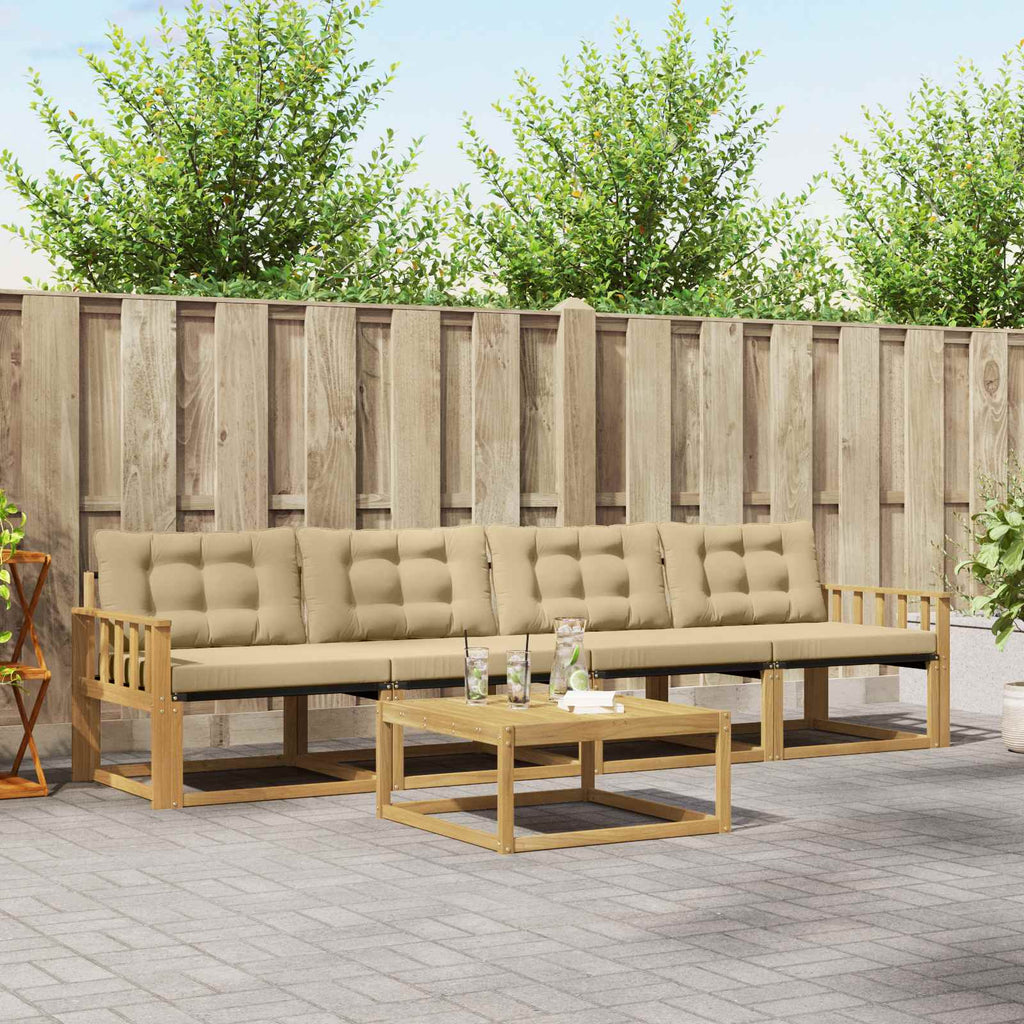 vidaXL Zestaw sof na zewnątrz 5 pcs Biały i Beżowy 79 x 79 x 37 cm