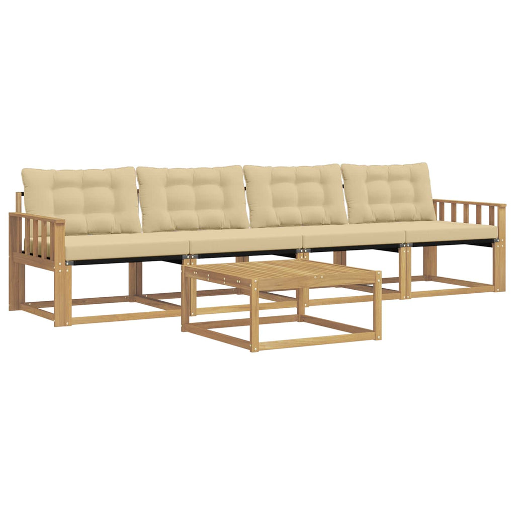 vidaXL Zestaw sof na zewnątrz 5 pcs Biały i Beżowy 79 x 79 x 37 cm