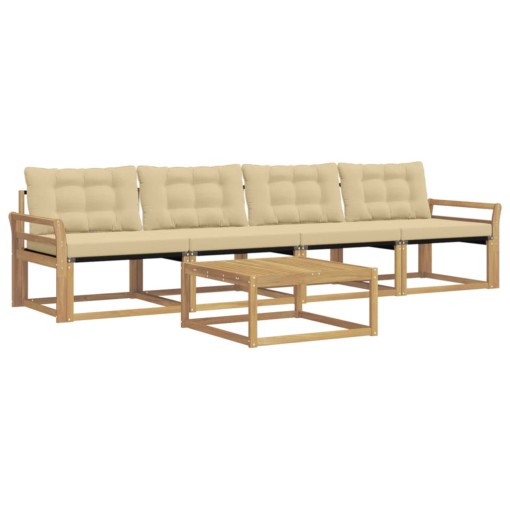 vidaXL Zestaw sof na zewnątrz 5 pcs Biały i Beżowy 79 x 79 x 37 cm