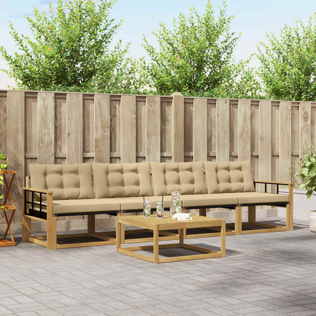 vidaXL Zestaw sof na zewnątrz 5 pcs Biały i Beżowy 79 x 79 x 37 cm