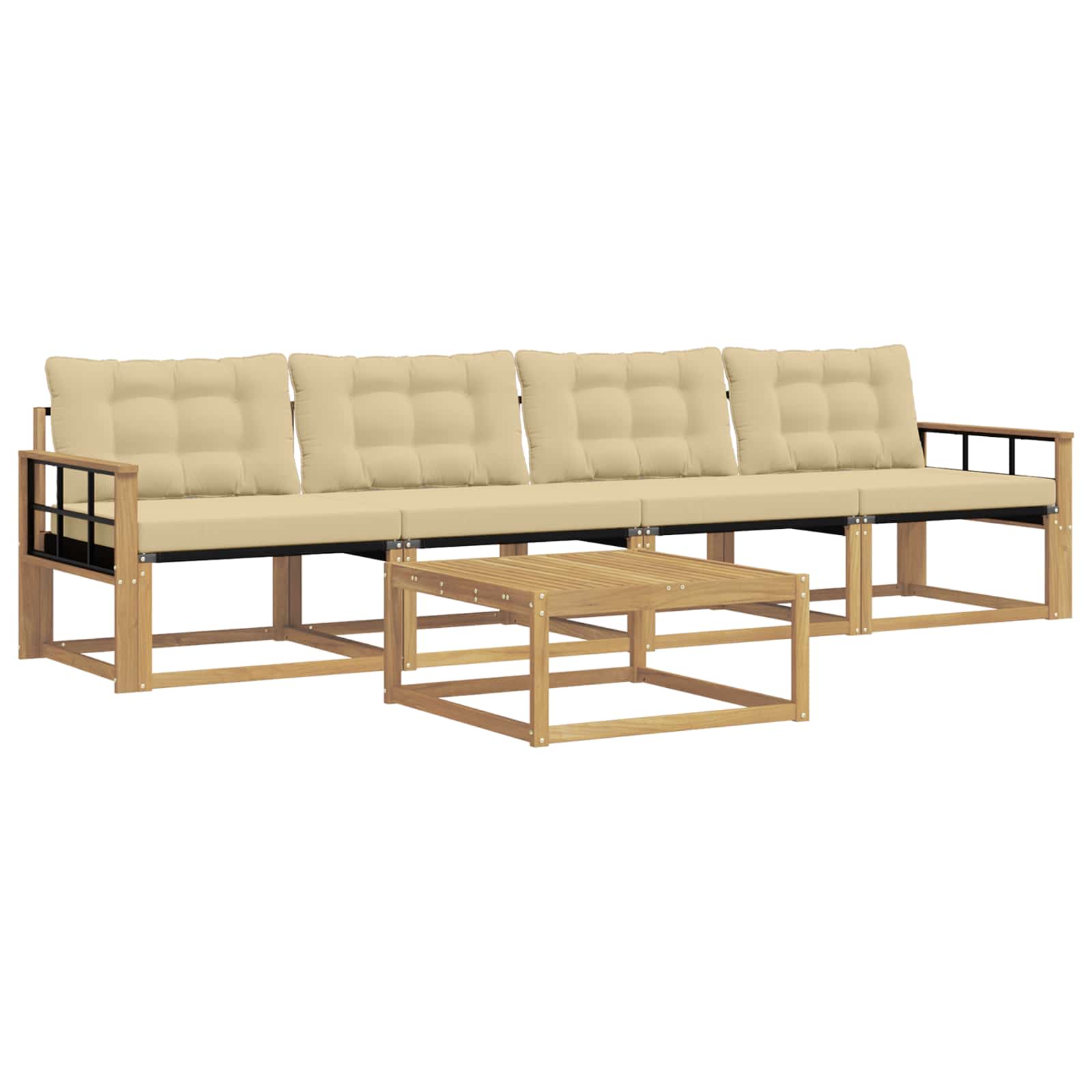 vidaXL Zestaw sof na zewnątrz 5 pcs Biały i Beżowy 79 x 79 x 37 cm