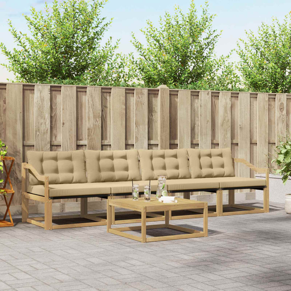 vidaXL Zestaw sof na zewnątrz 5 pcs Biały i Beżowy 79 x 79 x 37 cm
