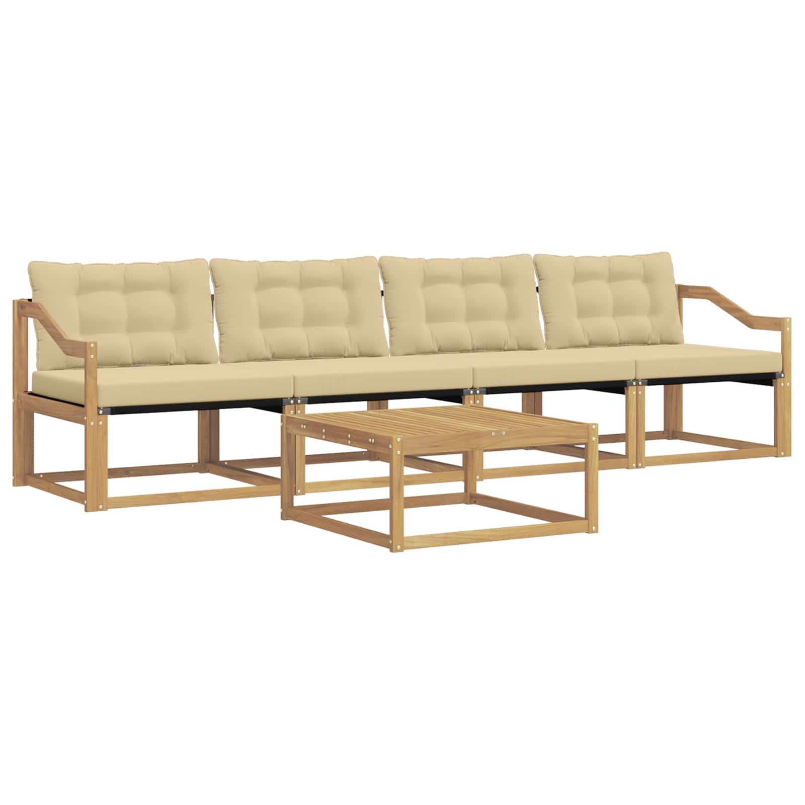 vidaXL Zestaw sof na zewnątrz 5 pcs Biały i Beżowy 79 x 79 x 37 cm