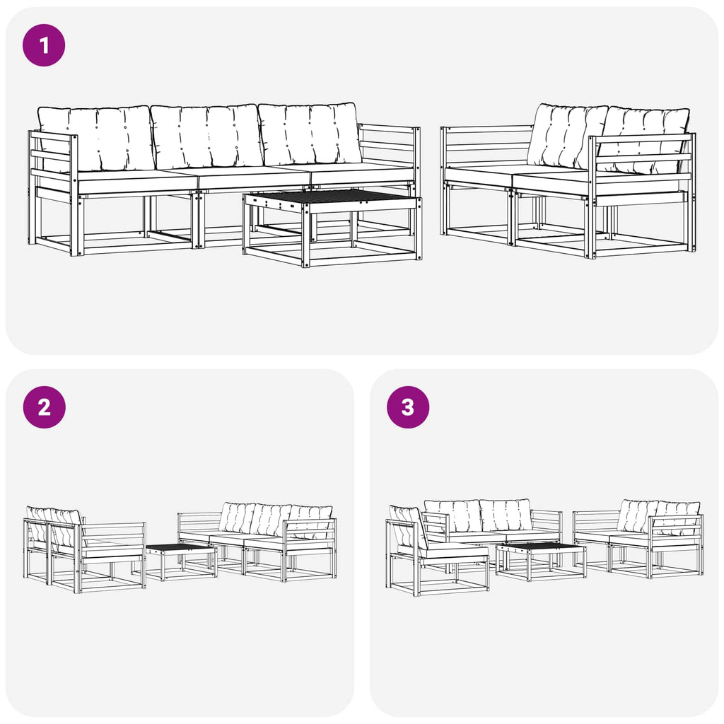 vidaXL Zestaw sof na zewnątrz 6 pcs Biały i jasnoszary 79 x 79 x 37 cm