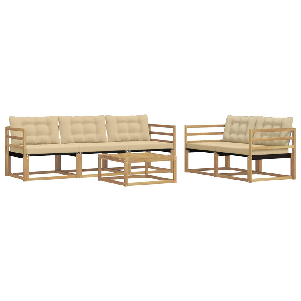 vidaXL Zestaw sof na zewnątrz 6 pcs Biały i Beżowy 79 x 79 x 37 cm
