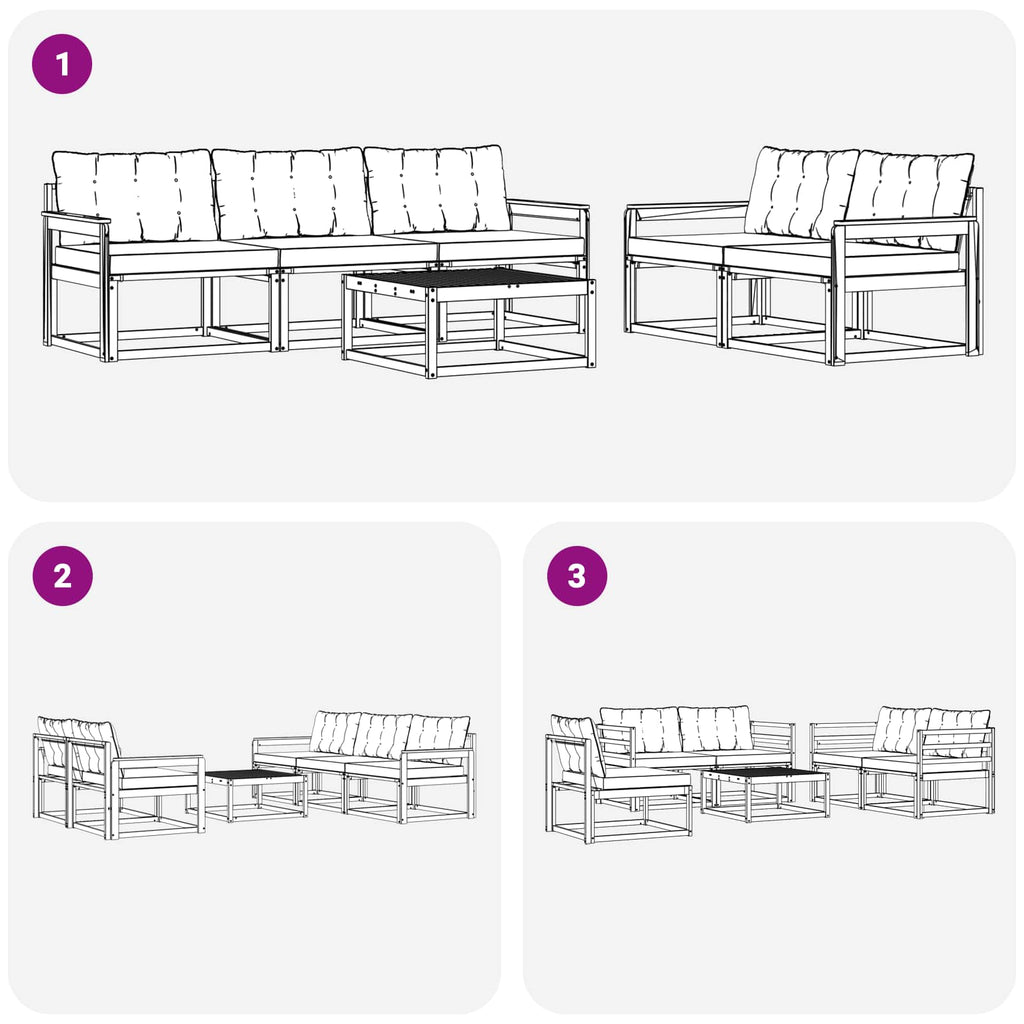 vidaXL Zestaw sof na zewnątrz 6 pcs Biały i kremowy 79 x 79 x 37 cm