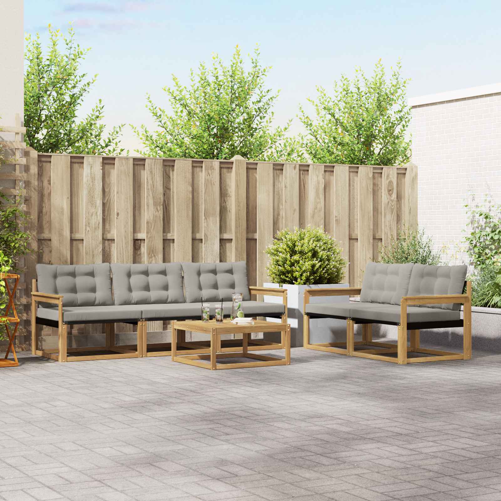 vidaXL Zestaw sof na zewnątrz 6 pcs Biały i jasnoszary 79 x 79 x 37 cm