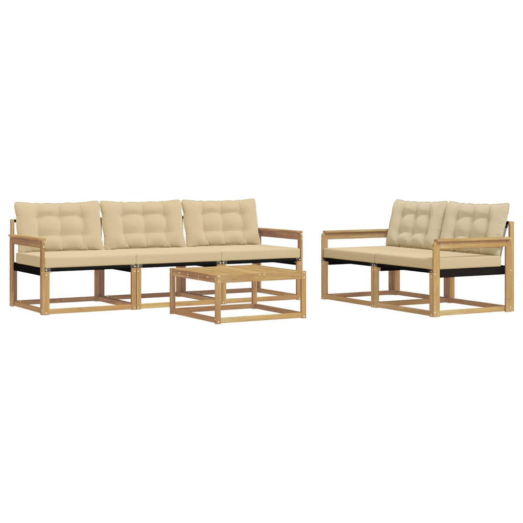 vidaXL Zestaw sof na zewnątrz 6 pcs Biały i Beżowy 79 x 79 x 37 cm
