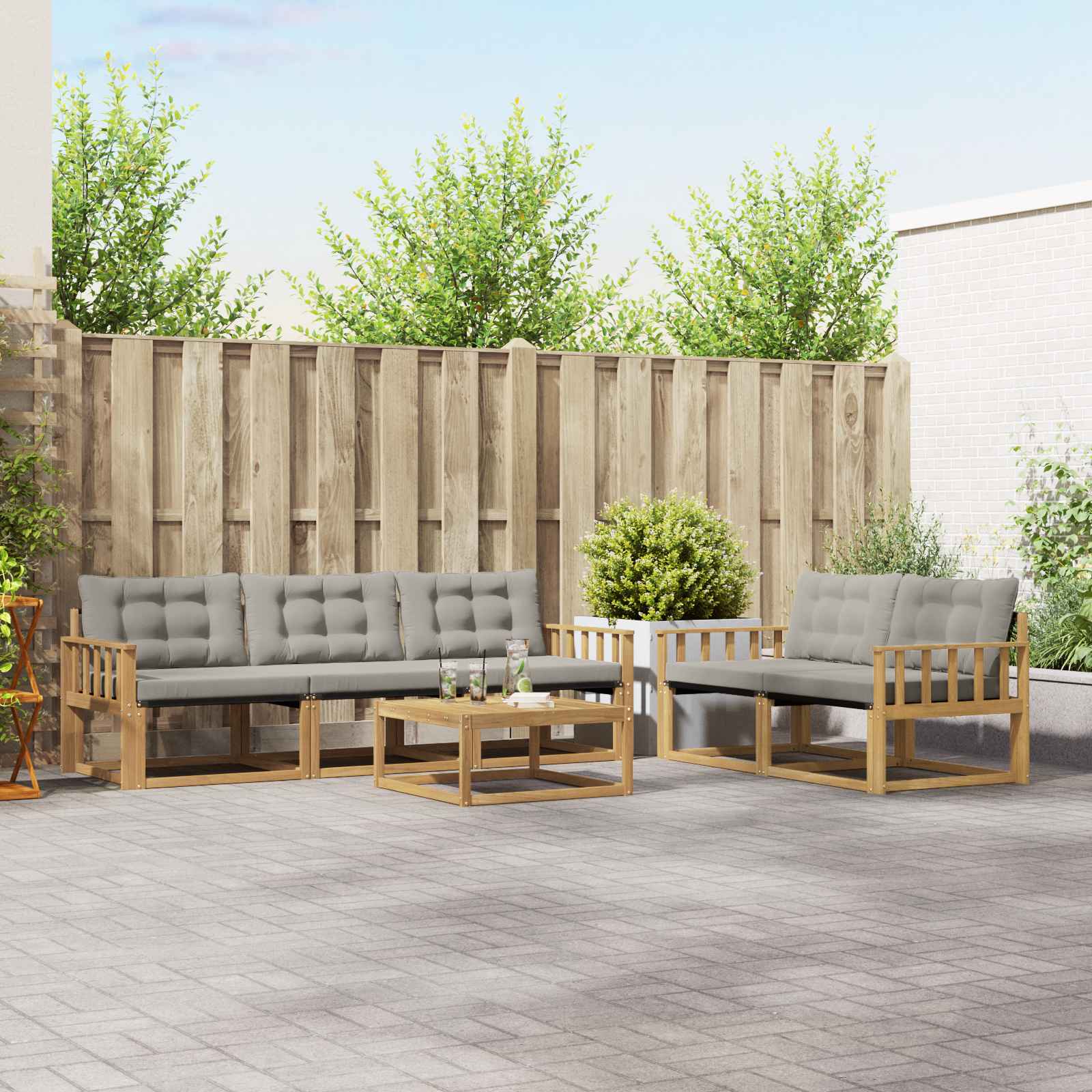 vidaXL Zestaw sof na zewnątrz 6 pcs Biały i jasnoszary 79 x 79 x 37 cm