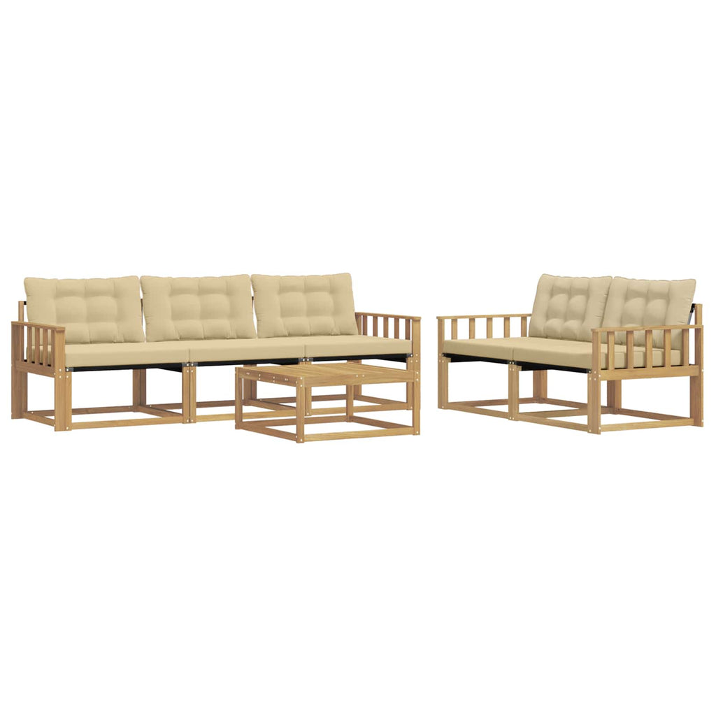 vidaXL Zestaw sof na zewnątrz 6 pcs Biały i Beżowy 79 x 79 x 37 cm