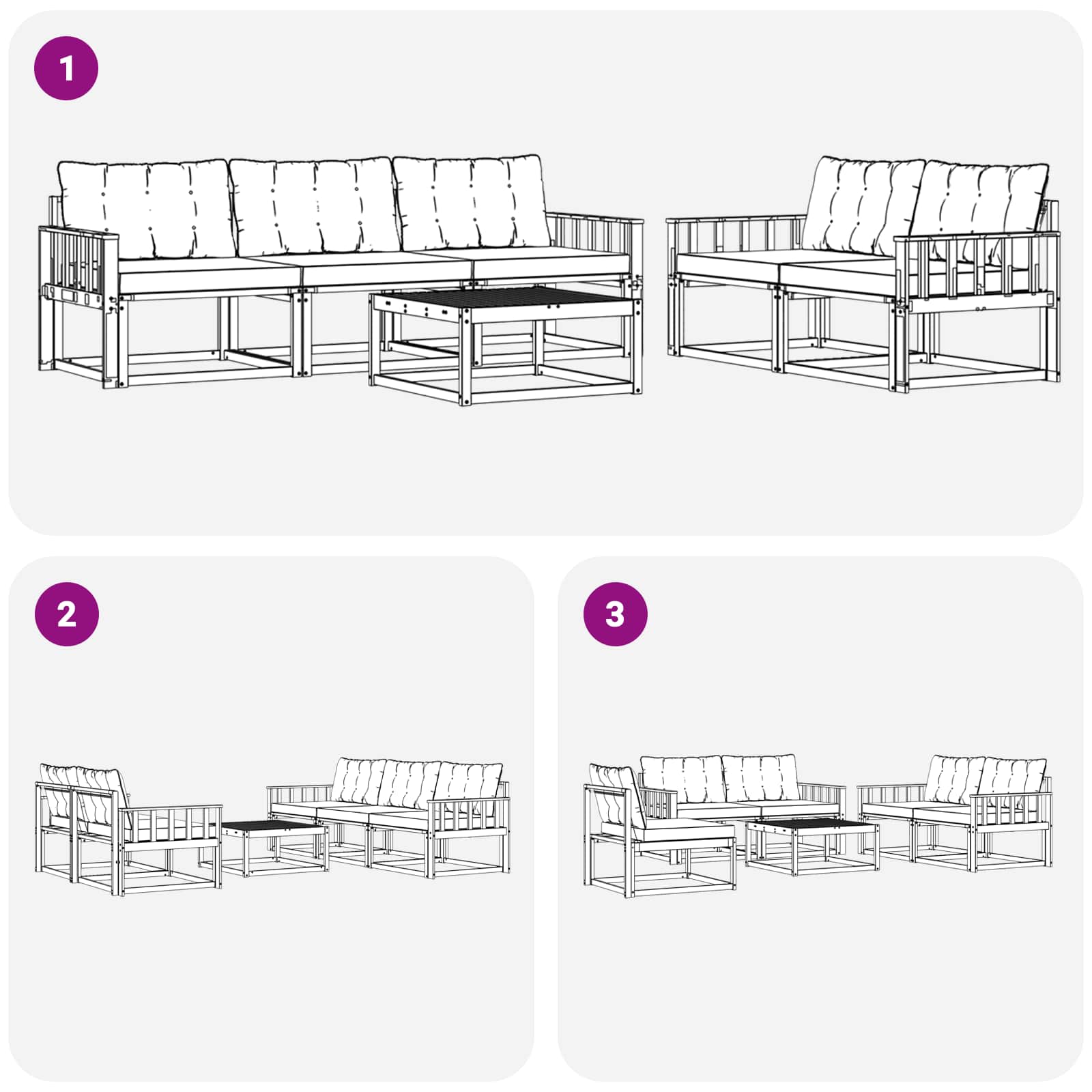 vidaXL Zestaw sof na zewnątrz 6 pcs Biały i Beżowy 79 x 79 x 37 cm