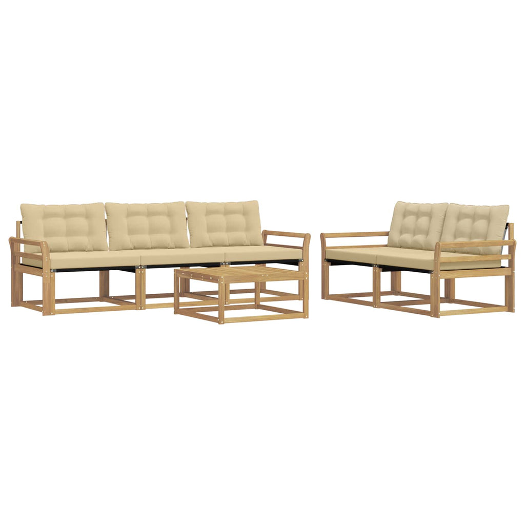 vidaXL Zestaw sof na zewnątrz 6 pcs Biały i Beżowy 79 x 79 x 37 cm