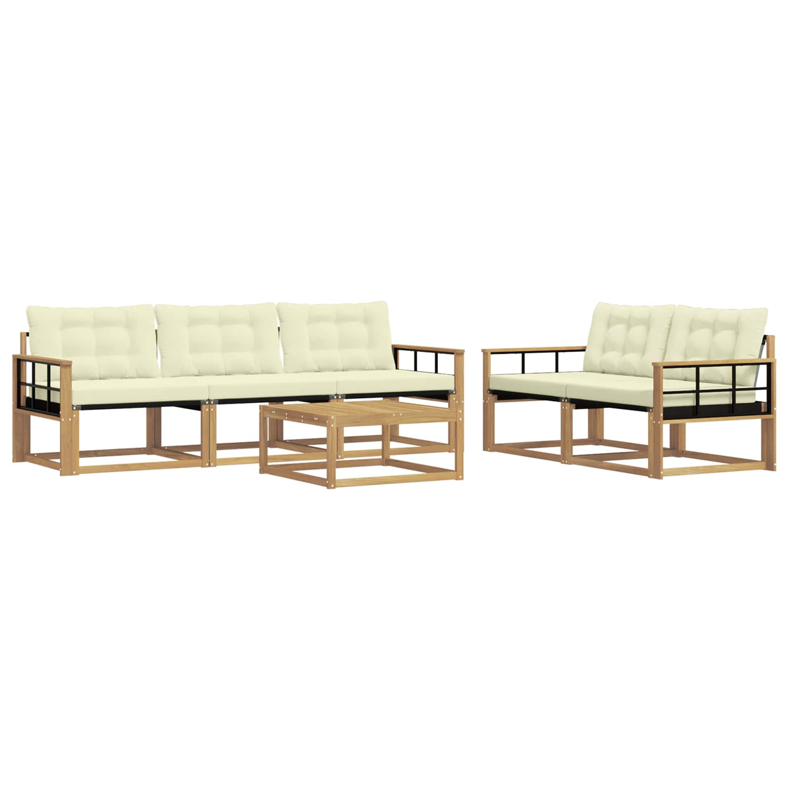 vidaXL Zestaw sof na zewnątrz 6 pcs Biały i kremowy 79 x 79 x 37 cm