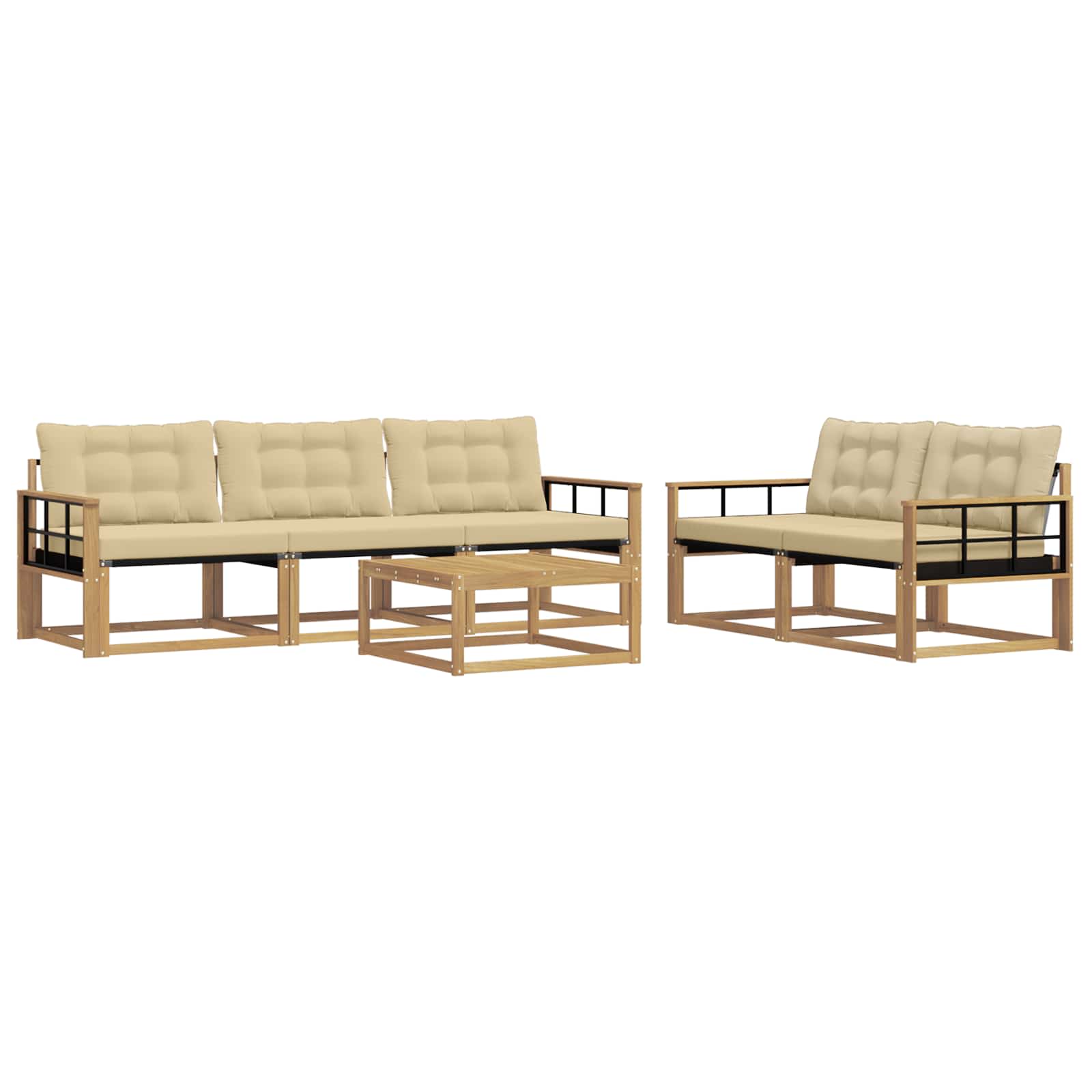 vidaXL Zestaw sof na zewnątrz 6 pcs Biały i Beżowy 79 x 79 x 37 cm