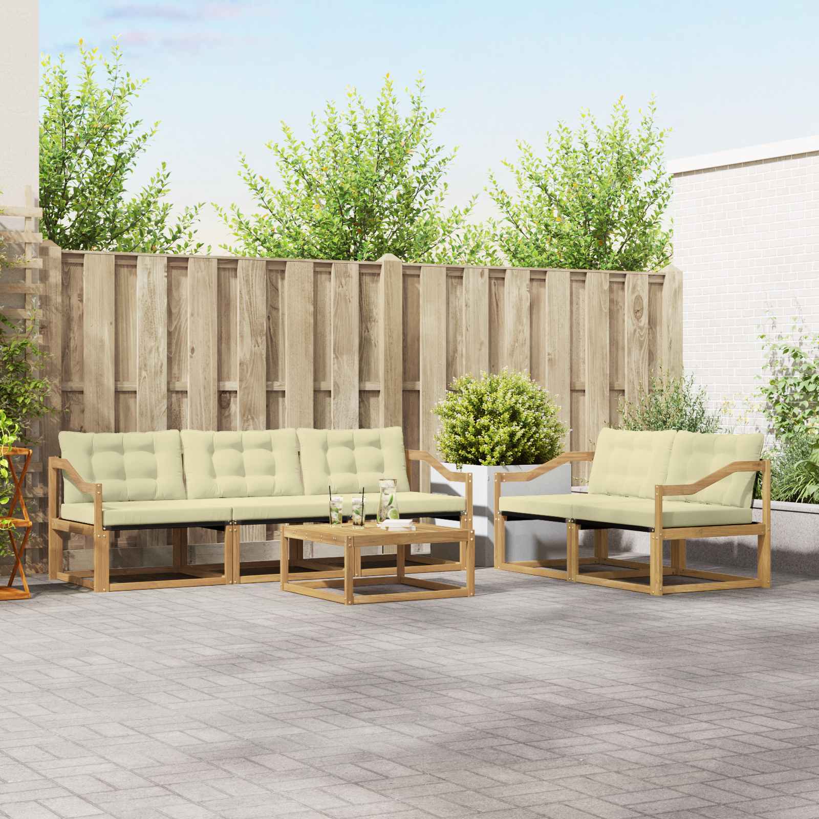 vidaXL Zestaw sof na zewnątrz 6 pcs Biały i kremowy 79 x 79 x 37 cm