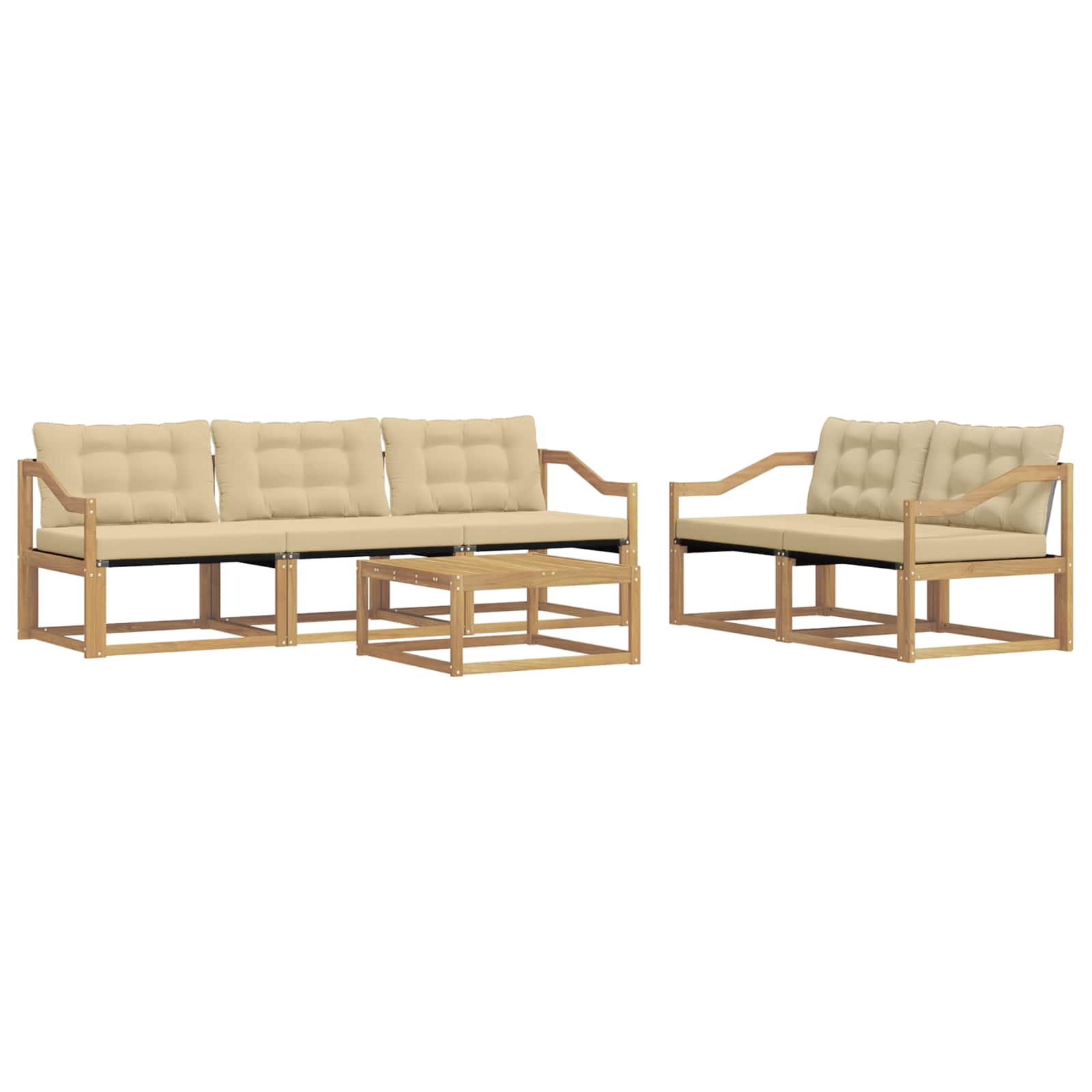 vidaXL Zestaw sof na zewnątrz 6 pcs Biały i Beżowy 79 x 79 x 37 cm