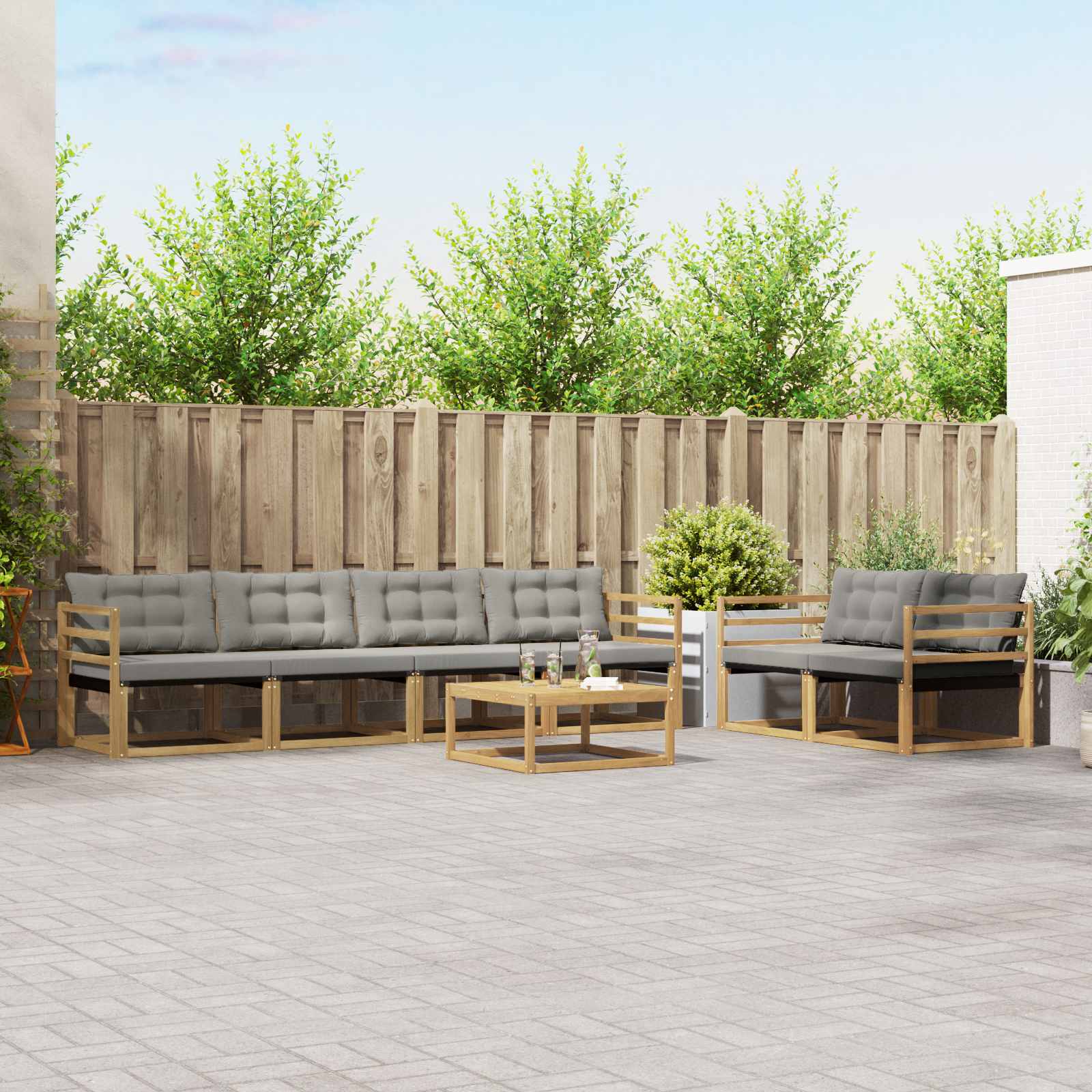 vidaXL Zestaw sof na zewnątrz 7 pcs Biały i jasnoszary 79 x 79 x 37 cm