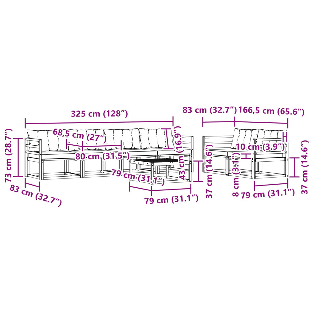 vidaXL Zestaw sof na zewnątrz 7 pcs Biały i jasnoszary 79 x 79 x 37 cm