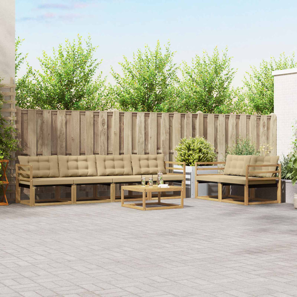 vidaXL Zestaw sof na zewnątrz 7 pcs Biały i Beżowy 79 x 79 x 37 cm