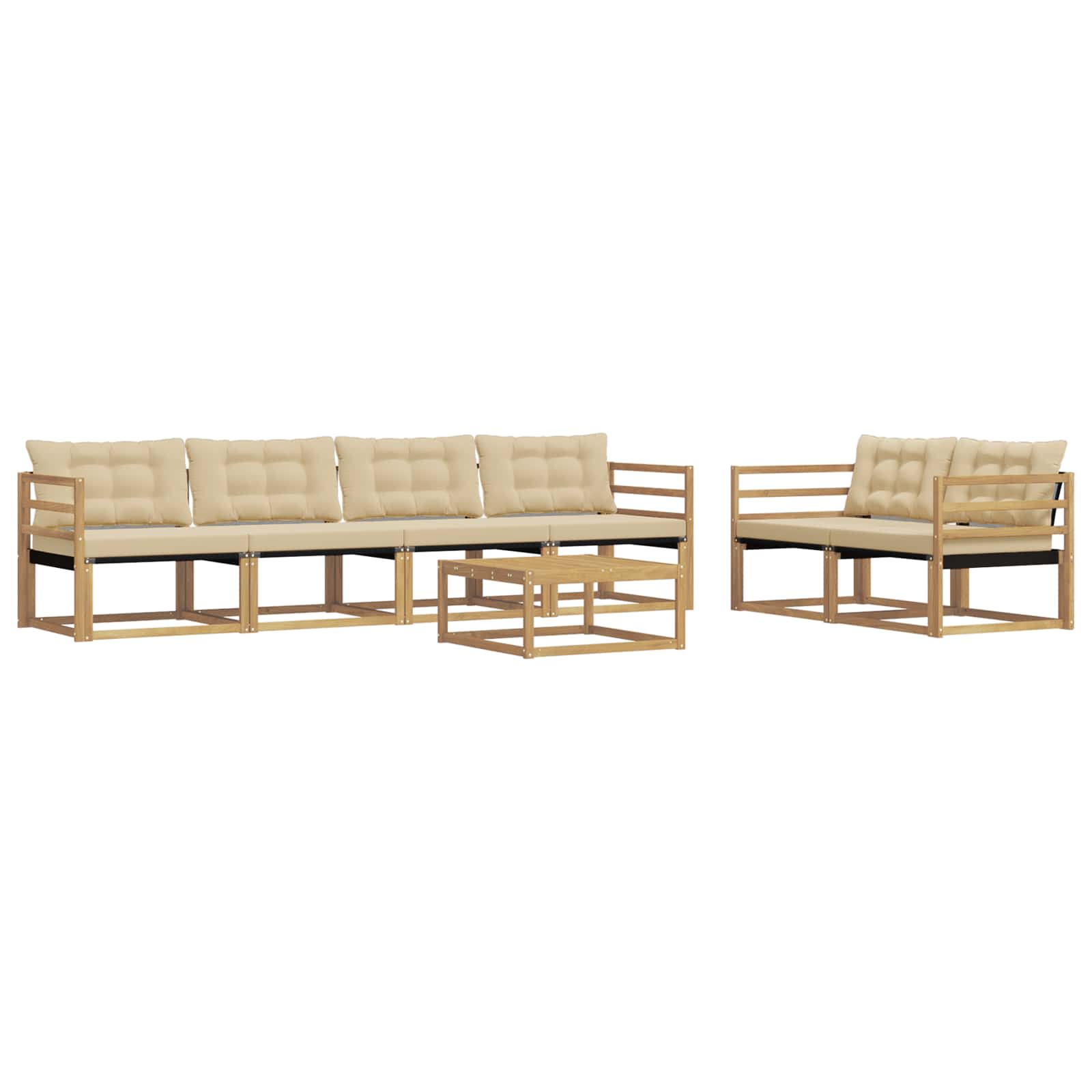vidaXL Zestaw sof na zewnątrz 7 pcs Biały i Beżowy 79 x 79 x 37 cm